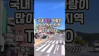 "국내 젊은 사람비율이 높은 지역 TOP 10(평균나이)" #shorts