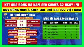 Kết Quả, Bảng Xếp Hạng Bóng Đá Nam Sea Games 32 Của U22 Việt Nam Ngày 1/5 | U22 Thái Lan Nhất Bảng