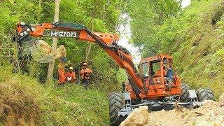 Spider Excavator Clearing Landslide Euromach R145