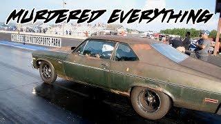 SUPER SLEEPER CAR TWIN TURBO NOVA SMASHED THE STREET CAR CLASS! RUSTY NOVA IS BACK!