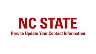How to Update Your Contact Information [NC State Student Services Center]