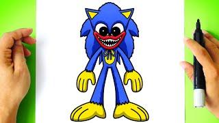 How to DRAW SONIC HUGGY WUGGY step by step - Sonic the Hedgehog