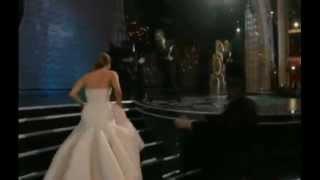 FALLING Jennifer Lawrence's golden moment becomes Oscar oops!!! 2013
