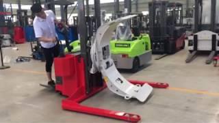 Electric stacker with paper roll clamp