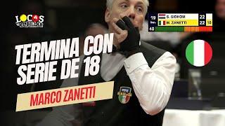 Marco Zanetti gana con serie de 18 carambolas a Sameh Sidhom