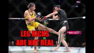 Irene Aldana eating leg kicks... and beating Karol Rosa anyways