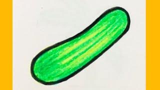 How to draw cucumber step by step|easy cucumber drawing|vegetable drawing