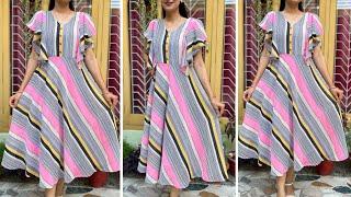 DIY One Piece/Midi Dress Cutting and Stitching /Stitching tutorial in Hindi