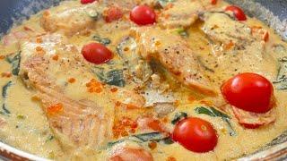 Salmon in cream sauce for Christmas! This masterpiece will decorate your table for the New Year!