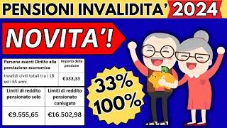 AUMENTO PENSIONI INVALIDITA' 2024DAL 33% AL 100%NUOVI IMPORTI INCREMENTI PERCENTUALI BONUS INPS