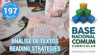 AULA DE INGLÊS  Analisar o conteúdo de textos em inglês BNCC