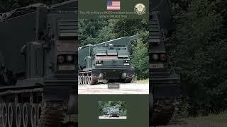 The US military's M270 multiple launch rocket system (MLRS) fires #army