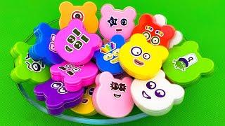 Looking Numberblocks, Alphalocks, Cocomelon ... In Teddy Bears Slime. #satisfying ASMR Videos