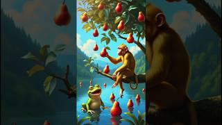 AI Cartoon: Monkey Survives Against the Odds!"  Epic Battle: Monkey Outsmarts the Frog!"