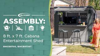 Suncast  8 ft. x 7 ft. Cabana Entertainment Shed Assembly Video