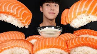 ASMR MUKBANG GIANT SALMON SUSHI EATING SOUNDS