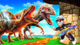 DEFENDING my BASE from DINOSAURS in ROBLOX