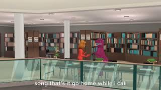 Barney sings his own theme song in the library /grounded