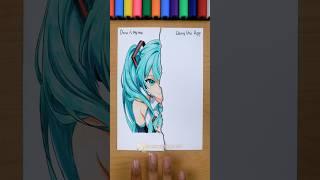 Drew it Myself vs Using the App , which is better ?  #shorts #drawing #hatsunemiku