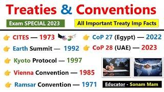 Treaty and Conventions Gk | International treaty and convention | Important Summits | Environment gk