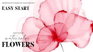 How to START painting flowers in TRANSPARENT technique