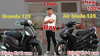 Nên Chọn Yamha Grande 125 2022  Hay honda Air blade 125 2022 - New 100% Đen Nhám Giá xe đầu năm 2023