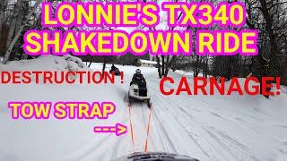 Lonnie's TX340 Shakedown Ride - ENDS IN DESTRUCTION!!! Vintage Polaris Snowmobile.