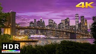New York City Skyline Night Walk - 4K HDR