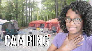 Our first family Camping trip and Setup   Tour our tents, camping kitchen, Bathroom and more!