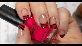 Hot Pink Zebra Polish Nail Art Design