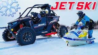 HOW TO RUIN A JET SKI... Jet Ski vs. Polaris RZR RS1 ON ICE!!