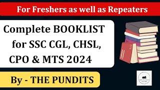 BOOKLIST For SSC CGL 2024 By THE PUNDITS #ssccgl #sscchsl #ssc #sscmts #ssccpo #thepundits