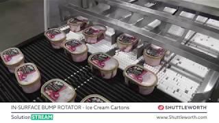 In-Surface Bump Rotator Conveyor Distributing Ice Cream Cartons -  Solution Stream