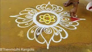 Lotus Rangoli kolam/Aakadhashi Festival muggulu/Aadi Velli kolangal/Muggulu/@thenmozhirangolis8602