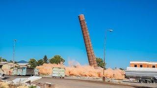 Odstrel komína Nitra-Dolné Krškany 22.9.2019 chimney demolition, DAO-trans