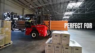 MOFFETT E4 – the first naturally silent fully electric 4 way steering truck mounted forklift