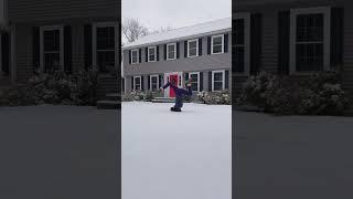 Yoga every damn day #yogapractice #snowydays #supportedheadstand #yogaeverydamnday