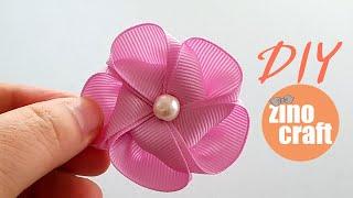 How to make ribbon flower/Ribbon easy making Tutorial/Ribbon flower work