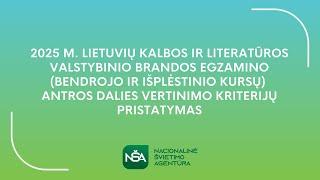 Lietuvių kalbos ir literatūros VBE antrosios dalies bendrieji vertinimo kriterijai