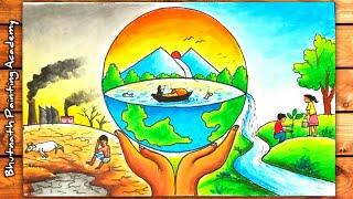 save environment drawing||world earth day poster painting ||pollution drawing