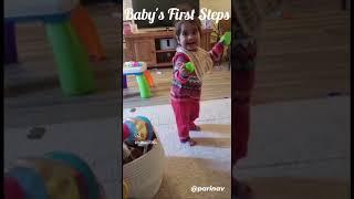 Baby First Steps #firststeps #babygirl #daddysgirl #parinav #shorts #christmasbaby #winterbaby