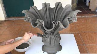 Make Unique Decorative Plant Pots From Fabric And Cement - Cement Craft Ideas At Home