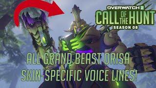 Overwatch 2 - All Grand Beast Orisa Mythic Skin-Specific Voice Lines! (Season 8: Call of The Hunt)