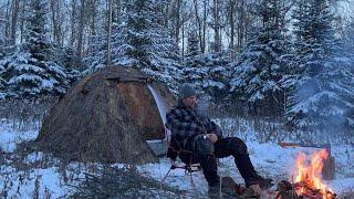 A Night Alone in the Deadly Cold, Conquering the Polar Vortex with My Hot Tent!  With commentary.