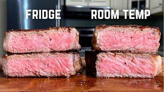 Should steaks be left at room temp before cooking?