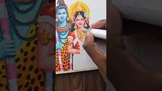 Shiva Parwati drawing : tutorial #shorts