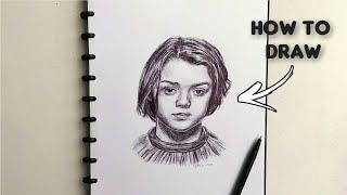 sketch and draw of Arya Stark (by Kerrin Winona) | How to draw Arya Stark with a pen