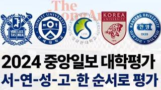 2024 중앙일보 대학평가 상위 20위권 대학들에 대해 알아보자!