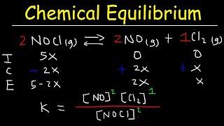 Chemical Equilibrium Constant K - Ice Tables - Kp and Kc