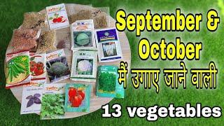 Top 13 vegetables we can grow in September & Oct. सितम्बर & अक्टूबर में उगाई जाने वाली 13 सब्जियां